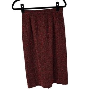 Vintage Red Brown Boucle‎ Long Modest Skirt